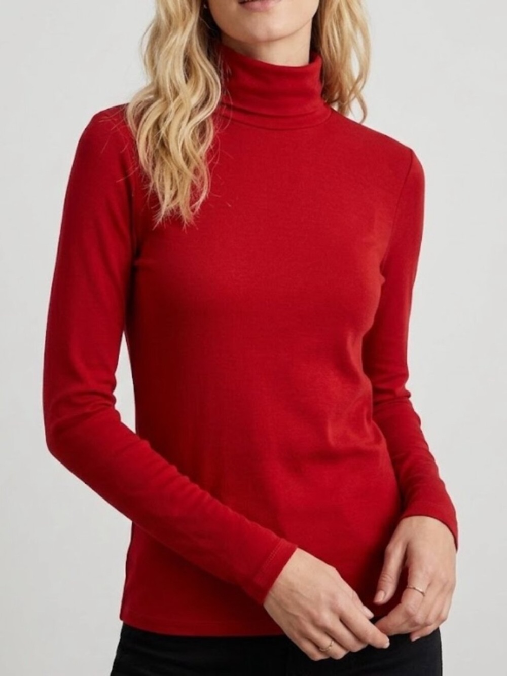 Madewell NWT Turtleneck Long-Sleeve Top in Wool Blend High Neck Red Holiday
